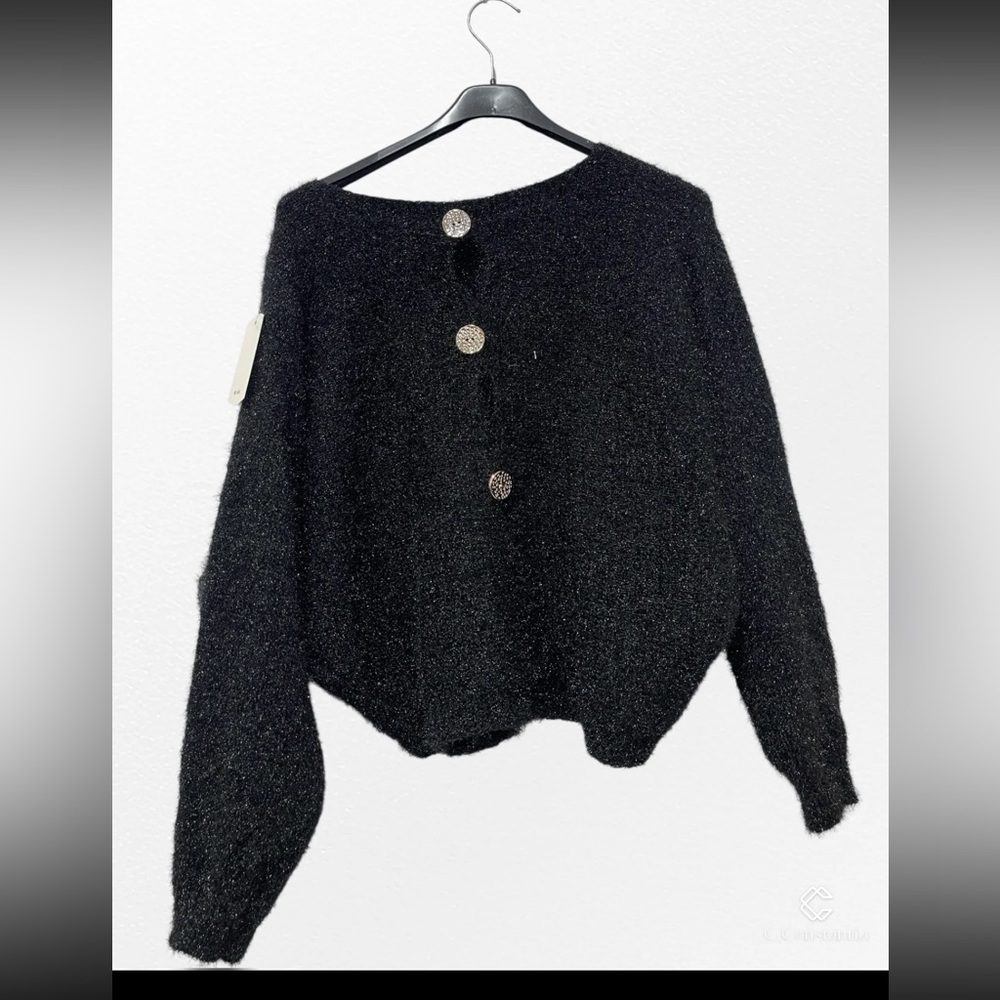 MADE IN ITALY Elegant Black Button-Back Sweater - Picture 2 of 2